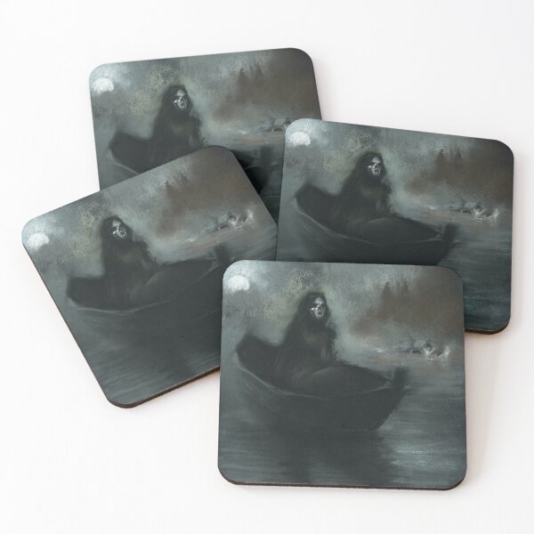 Item preview, Dark Gothic Art Grim Reaper in a Boat Drawing designed and sold by Dariia Zhyrova.