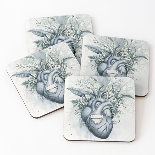 Item preview, Aquarelle Pacemaker on Anatomy botanical heart in grey hues designed and sold by EmeraldeaArt.