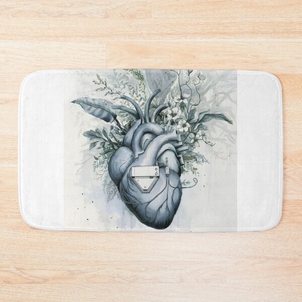 Item preview, Aquarelle Pacemaker on Anatomy botanical heart in grey hues designed and sold by EmeraldeaArt.