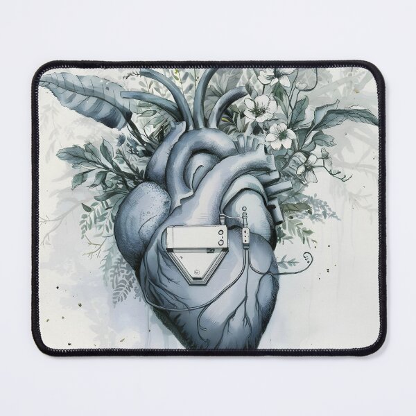 Item preview, Aquarelle Pacemaker on Anatomy botanical heart in grey hues designed and sold by EmeraldeaArt.
