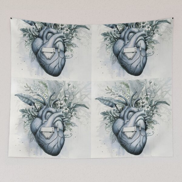 Item preview, Aquarelle Pacemaker on Anatomy botanical heart in grey hues designed and sold by EmeraldeaArt.