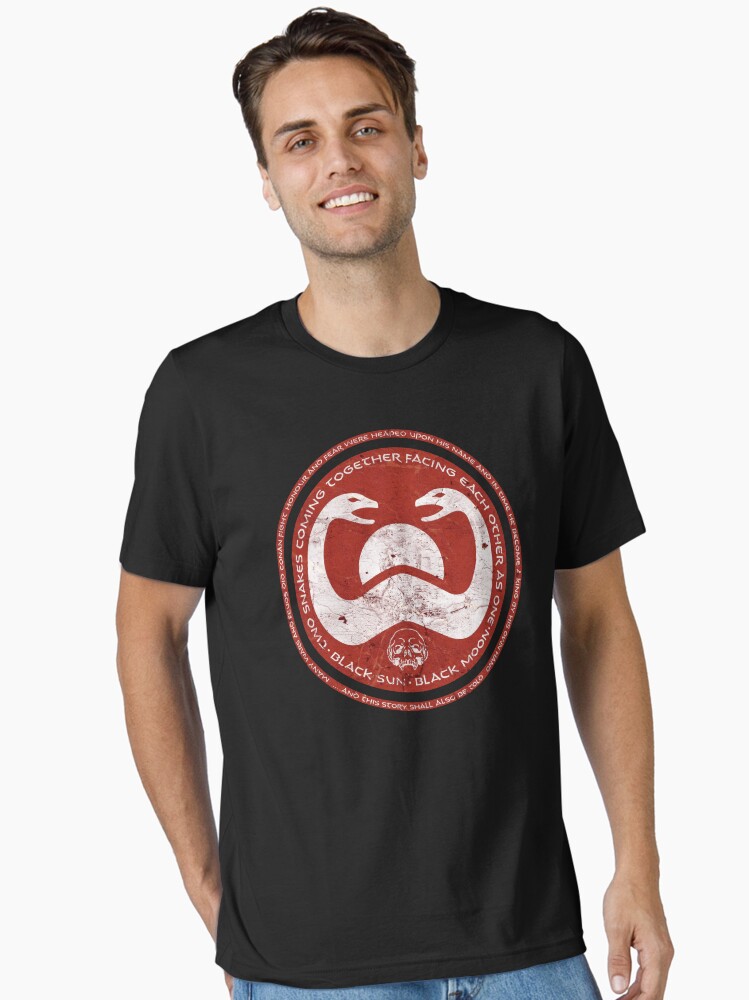 Thumbnail 1 of 7, Essential T-Shirt, Thulsa Doom Blood Battle Shield designed and sold by Purakushi.