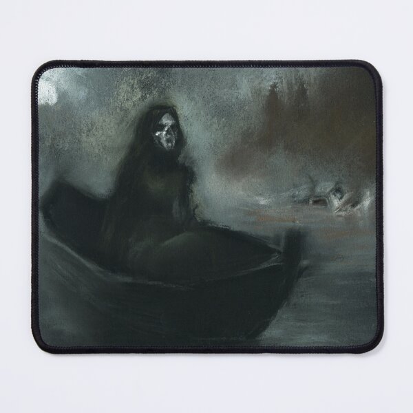 Item preview, Dark Gothic Art Grim Reaper in a Boat Drawing designed and sold by Dariia Zhyrova.