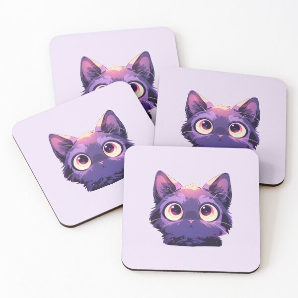 Item preview, Cute Kawaii Cat Kitten in Cosmic Pink and Purple designed and sold by CozyKawaiiArt.