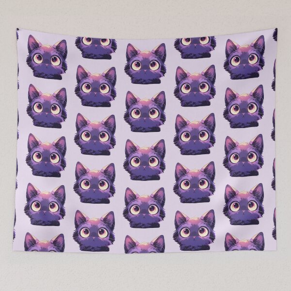 Item preview, Cute Kawaii Cat Kitten in Cosmic Pink and Purple designed and sold by CozyKawaiiArt.
