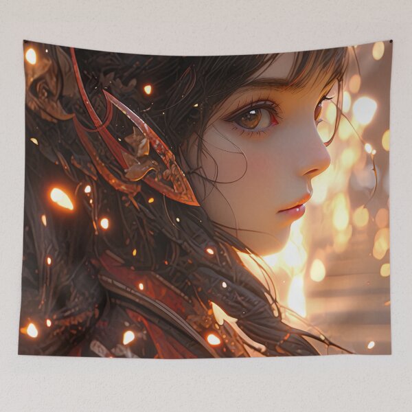 Item preview, Fierce Ember Fantasy Warrior Anime Girl designed and sold by bubblegoth.