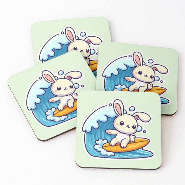 Artikelvorschau, Animierter Surfhase entworfen und verkauft von StickerStudio27.