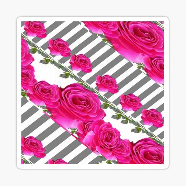 GREY ART CERISE PINK ROSE GARDEN Sticker