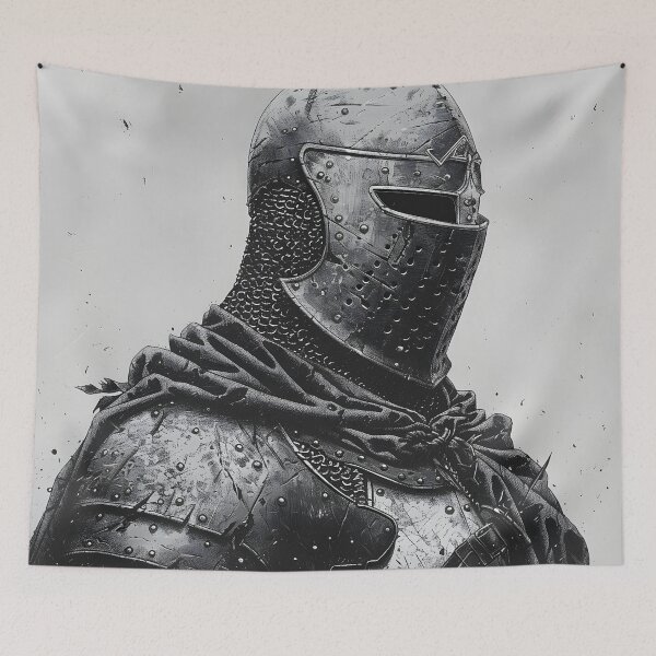 Item preview, Black and white Medieval Knight print designed and sold by dcrc.