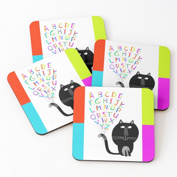 Item preview, Colorful Alphabet Letters with Black Cat by Artist Carla Daly designed and sold by Carla Daly.