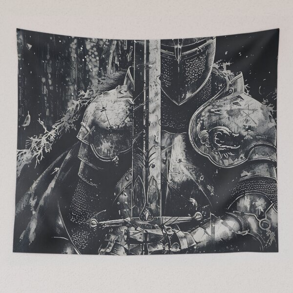 Item preview, Black and white Medieval Knight print designed and sold by dcrc.