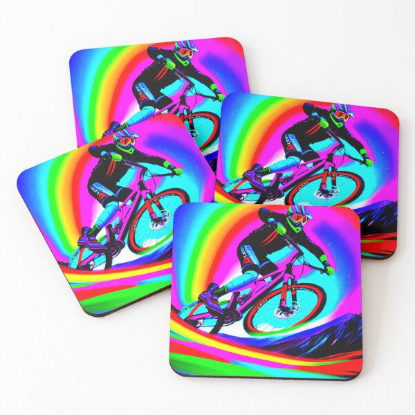 Item preview, Trailblazing Spectrum: Bright MTB Rider Shredding Trails and Taking Names designed and sold by GrizzlyCollective.