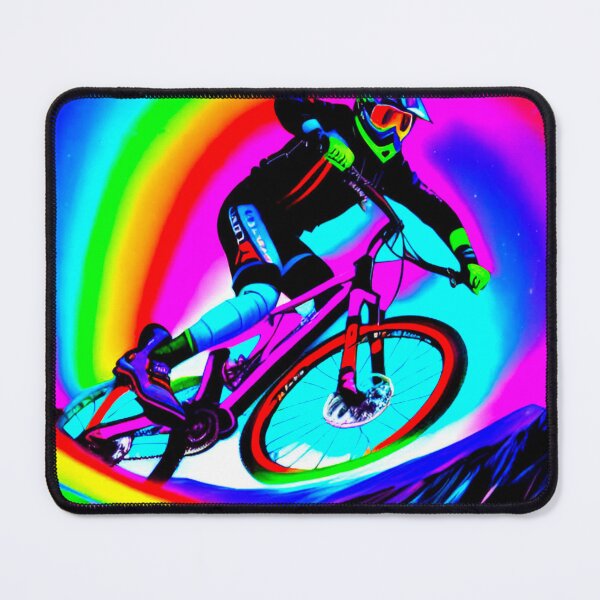 Item preview, Trailblazing Spectrum: Bright MTB Rider Shredding Trails and Taking Names designed and sold by GrizzlyCollective.