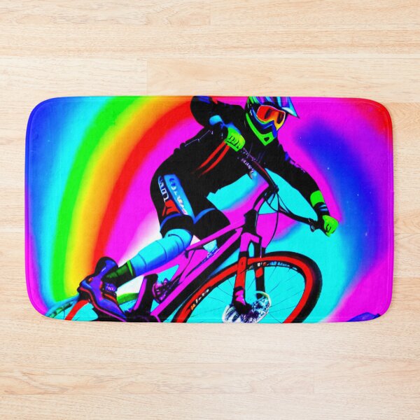 Item preview, Trailblazing Spectrum: Bright MTB Rider Shredding Trails and Taking Names designed and sold by GrizzlyCollective.