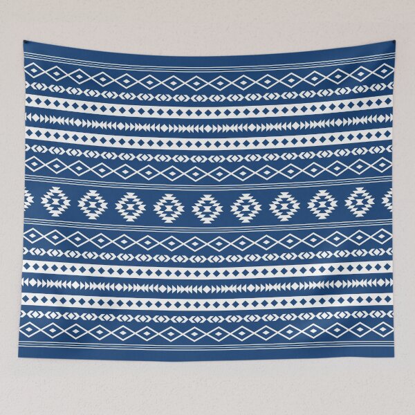Item preview, Aztec White+ Dk Blue Mixed Motifs Pattern designed and sold by NataliePaskell.