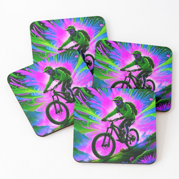 Item preview, Vibrant Velocity: MTB Rider’s Colorful Adventure designed and sold by GrizzlyCollective.