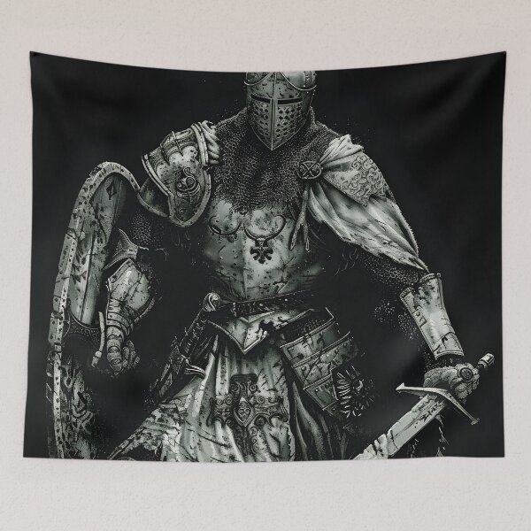 Item preview, black and white medieval knight print designed and sold by dcrc.