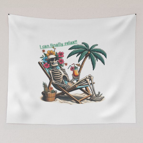 Item preview, I can finally relax! Beachside Vibes with our Chilled-Out Skeleton Tee! designed and sold by Starwebd.