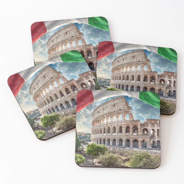 Item preview, Roman Colosseum photo, with Italy flag above designed and sold by Gegenpress Design.