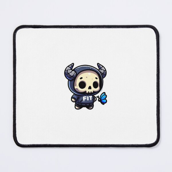 Item preview, A horned skull with cute in a hoodie of FIT, playing with a blue butterfly designed and sold by MrDarkRealm.