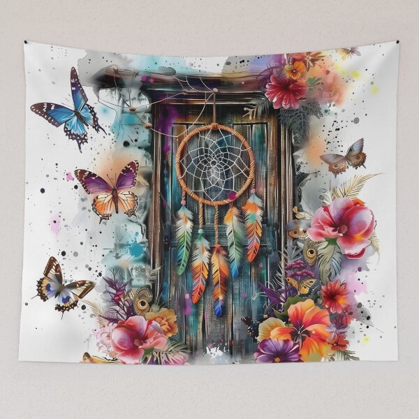 Artikelvorschau, Retro Grunge Boho dekorierte Tür entworfen und verkauft von dcrc.