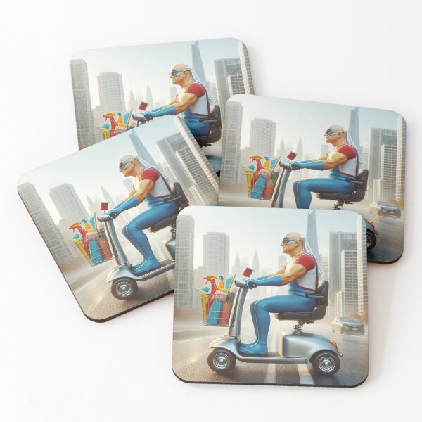 Item preview, its just super Mr.Clean driving a mobility scooter through the city FAN ART designed and sold by SaraDatCool.