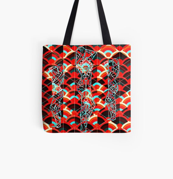 Power of Threes - Red All Over Print Tote Bag