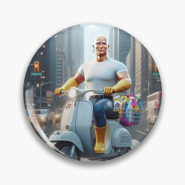 Item preview, Mr.Clean Driving a Moped Scooter Fan ART designed and sold by SaraDatCool.