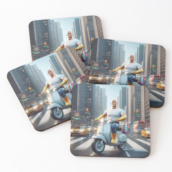 Item preview, Mr.Clean Driving a Moped Scooter Fan ART designed and sold by SaraDatCool.