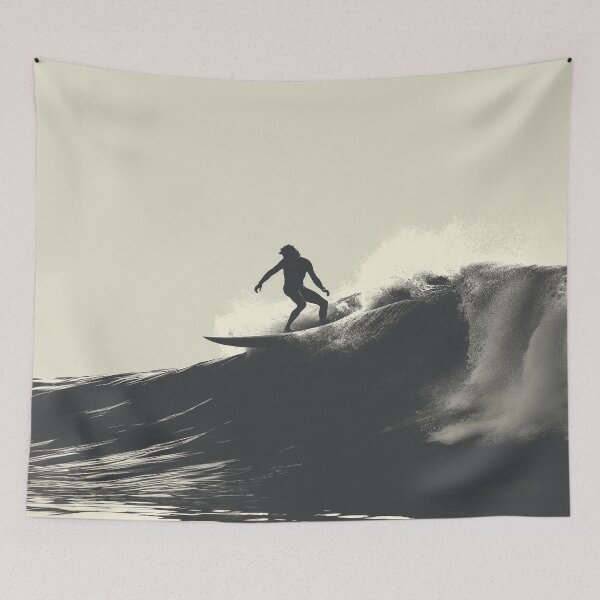 Item preview, Silhouette Surfer Monochrome Wave Dance designed and sold by Tsurfinculture.