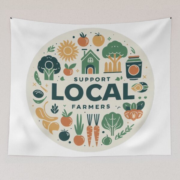 Item preview, Eat Local Support Local Farmers designed and sold by LoveDesignMania.