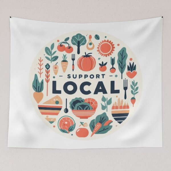 Item preview, Eat Local Support Local Farmers designed and sold by LoveDesignMania.