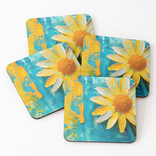 Item preview, Sunflower Symphony- Vibrant Hues and Textured Brilliance Against Whimsical Blue Background AI Generated designed and sold by OlfactoART Studio.