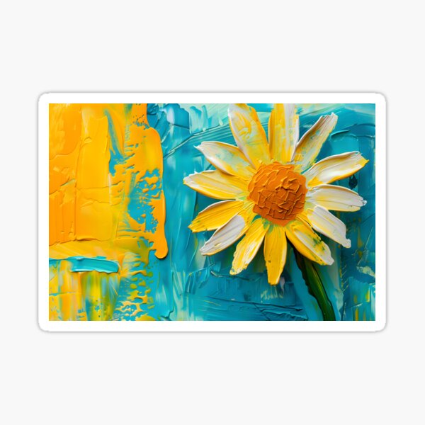 Item preview, Sunflower Symphony- Vibrant Hues and Textured Brilliance Against Whimsical Blue Background AI Generated designed and sold by OlfactoART Studio.
