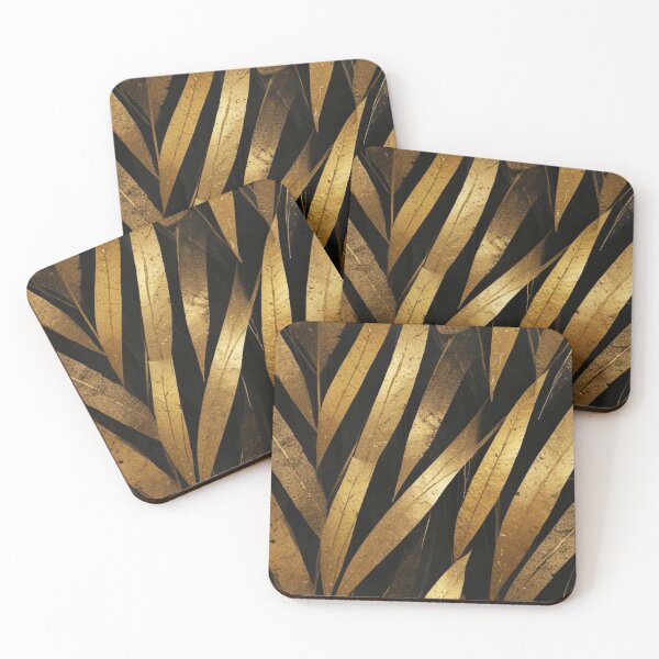 Item preview, beautiful black gold leaf pattern design designed and sold by Anshu3813.