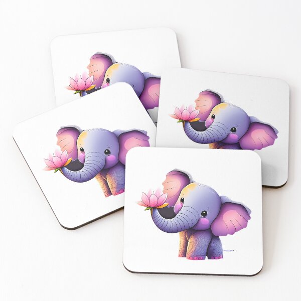 Item preview, A purple elephant with pink highlights holding a pink flower in its trunk. designed and sold by creativekrish.