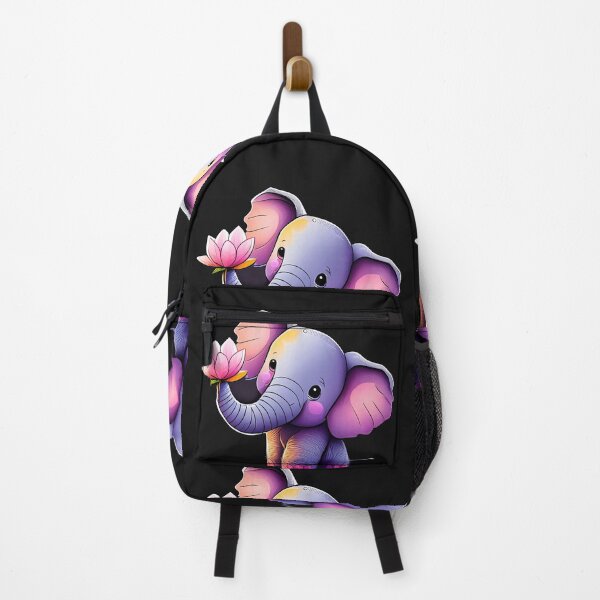Item preview, A purple elephant with pink highlights holding a pink flower in its trunk. designed and sold by creativekrish.