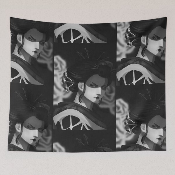 Item preview, Geisha w/ background - b&w designed and sold by Leeh-designs.