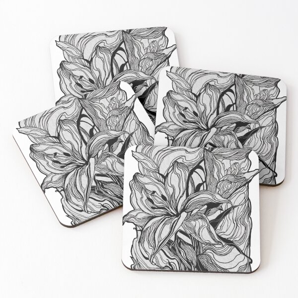 Item preview, black and white flower pattern designed and sold by OmomenO.