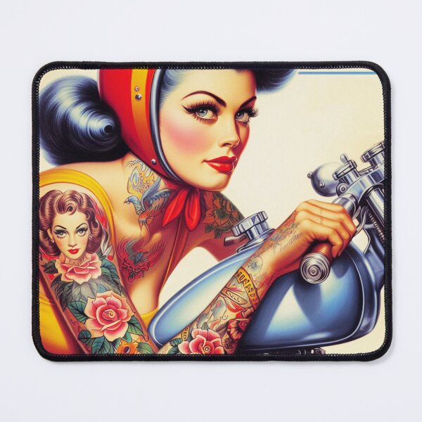 Item preview, Tattoo Biker Girl designed and sold by PulpVintage.
