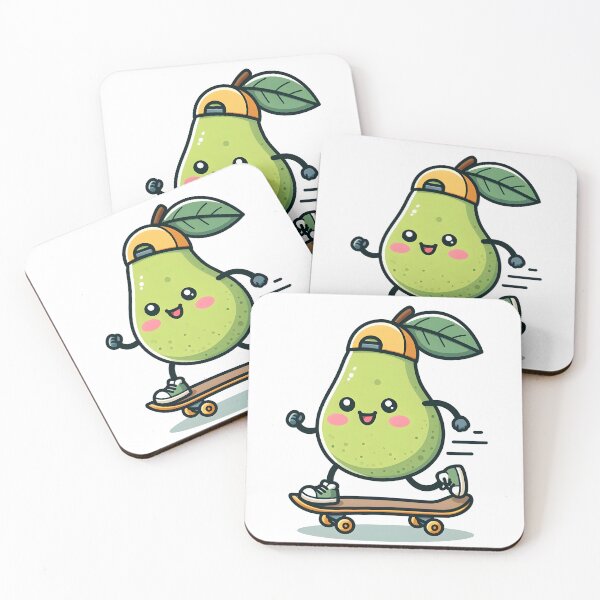 Item preview, Kawaii Pear With A Cap Skateboarding designed and sold by CanvasCutie.