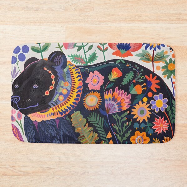 Item preview, Black bear with flowers  designed and sold by Folksy Living.