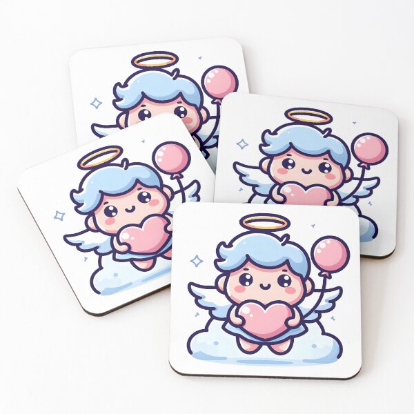 Item preview, Kawaii Blithe Angel With Heart-Shaped Balloon designed and sold by CanvasCutie.