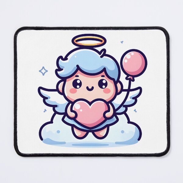 Item preview, Kawaii Blithe Angel With Heart-Shaped Balloon designed and sold by CanvasCutie.