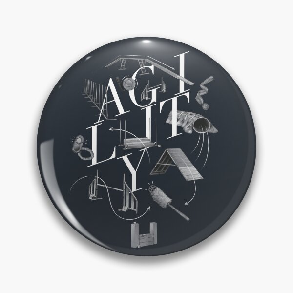 Item preview, FCI Agility Lettering with Hand Drawn Obstacle Illustrations Off Black designed and sold by JustPawsome.