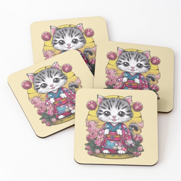 Item preview, Adorable cat in kimono designed and sold by Tajdi.