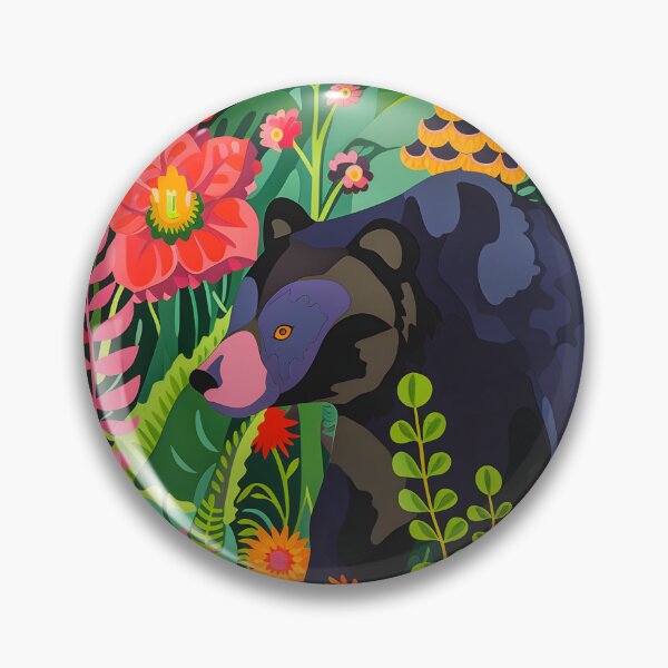 Item preview, Bear in flowers modern vibrant print designed and sold by Folksy Living.