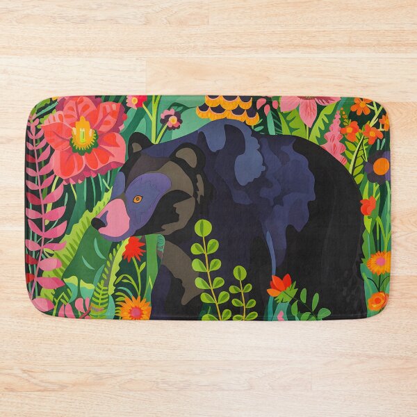 Item preview, Bear in flowers modern vibrant print designed and sold by Folksy Living.