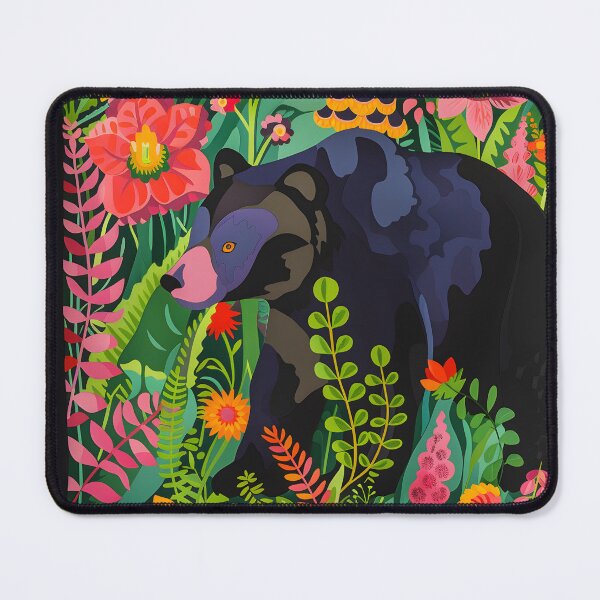 Item preview, Bear in flowers modern vibrant print designed and sold by Folksy Living.