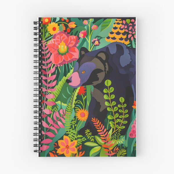 Item preview, Bear in flowers modern vibrant print designed and sold by Folksy Living.